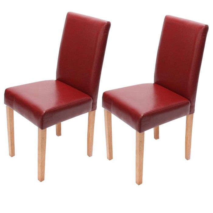 Lot de 2 chaises de salle à manger synthetique rouge pieds clairs