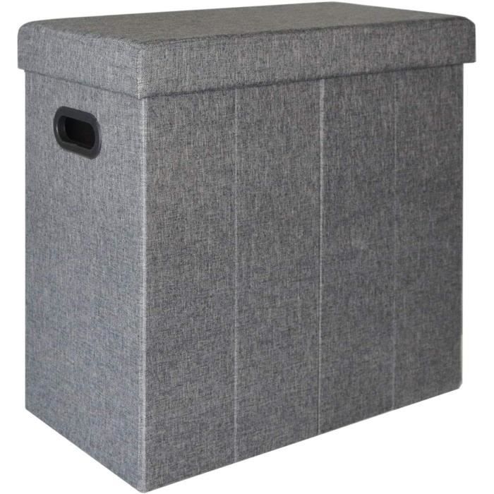 Corbeille à linge plastique gris béton 45L