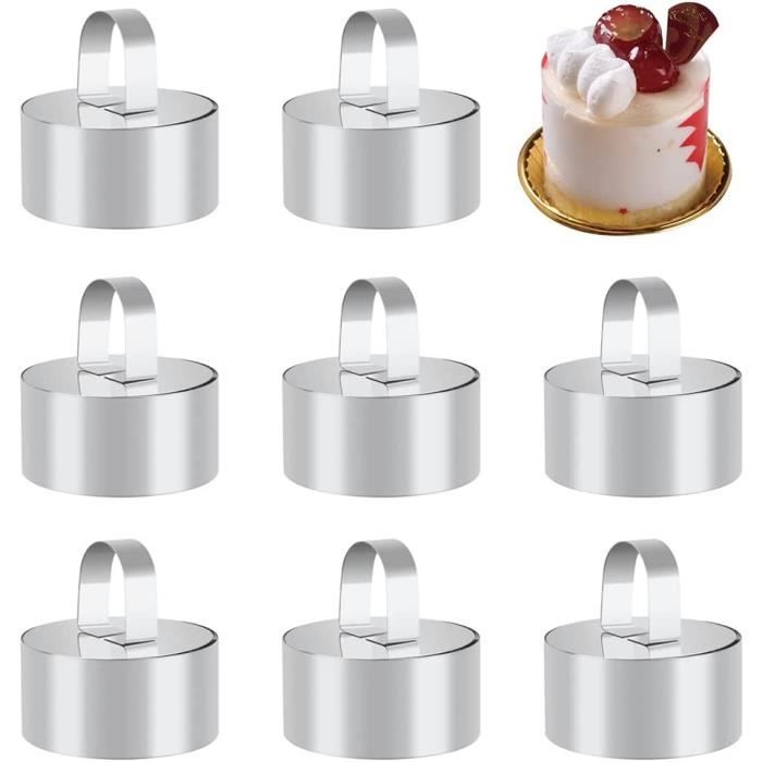 6 Cercles Pâtisserie Antiadhésifs 8 Cm – Pour Tartelettes, Muffins, Gâteaux – Hauteur 2,5 Cm