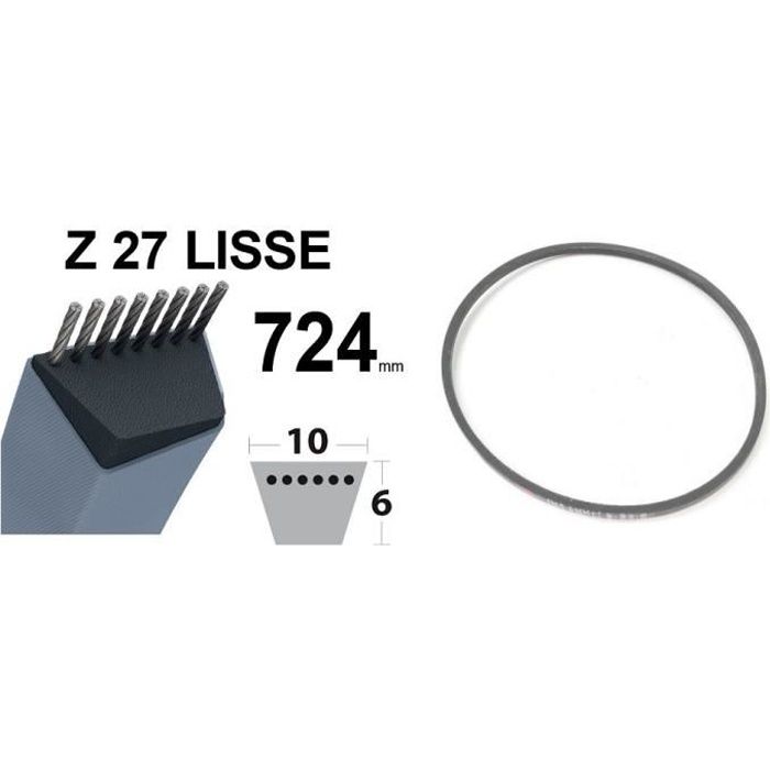COURROIE TONDEUSE HONDA CASTELGARDEN Z27 TRAPEZO/ÏDALE 10MM x 724MM ALPINA GGP TRANSMISSION