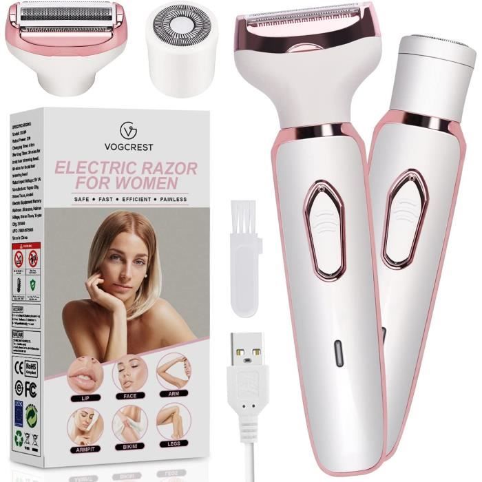 Rasoir électrique Hatteker Pour Femmes - Tondeuse Bikini, Aisselles, Corps, Visage - 3 Lames - Couleur Pourpre