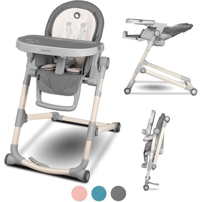 Lionelo Cora Chaise Haute Bebe Chaise Haute Pliable Pour Enfant Plateau Amovible Hauteur Reglable De 6 A 36 Mois Ceintures 57 Cdiscount Puericulture Eveil Bebe