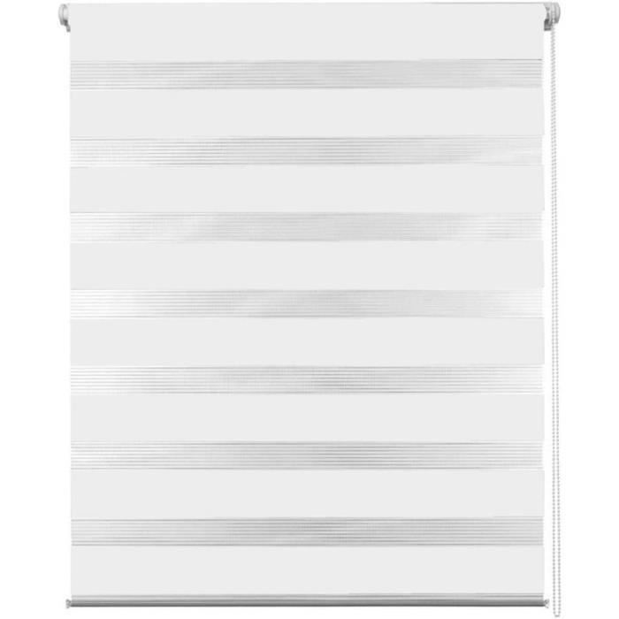 Store Enrouleur Blanc Tamisant - Taille 135x180 Cm, Fixation Avec Ou Sans Perçage, Pour Fenêtres Intérieures