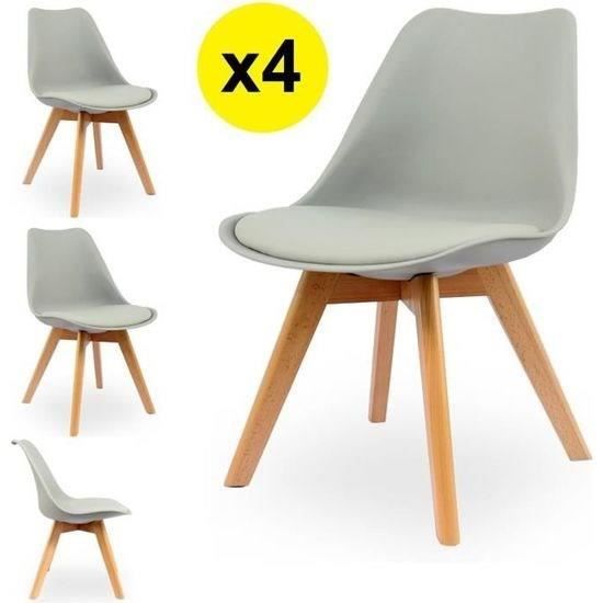 Lot de 4 chaises scandinaves coloris gris clair  Skagen Style
