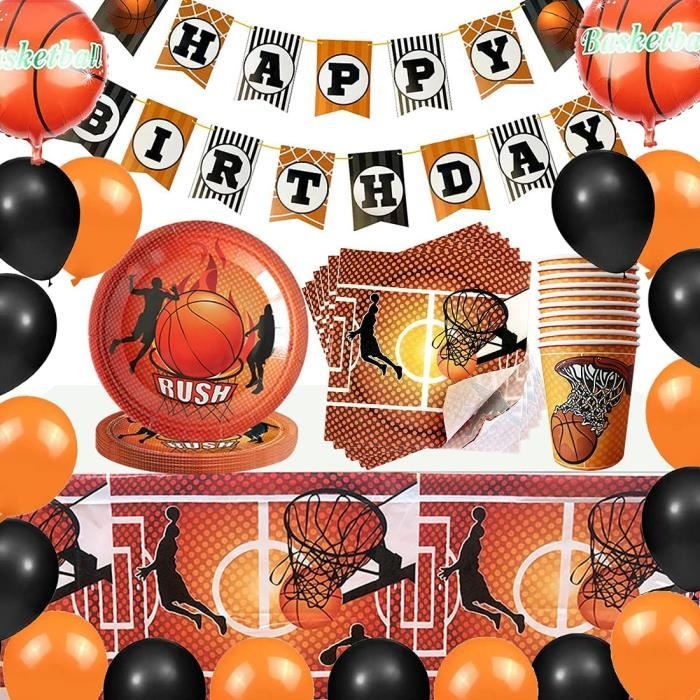 Ensemble De Decorations De Fete De Anniversaire Basket Ball Theme De Decoration Anniversaire Basket Comprend Vaisselle Banniere De Cdiscount Maison