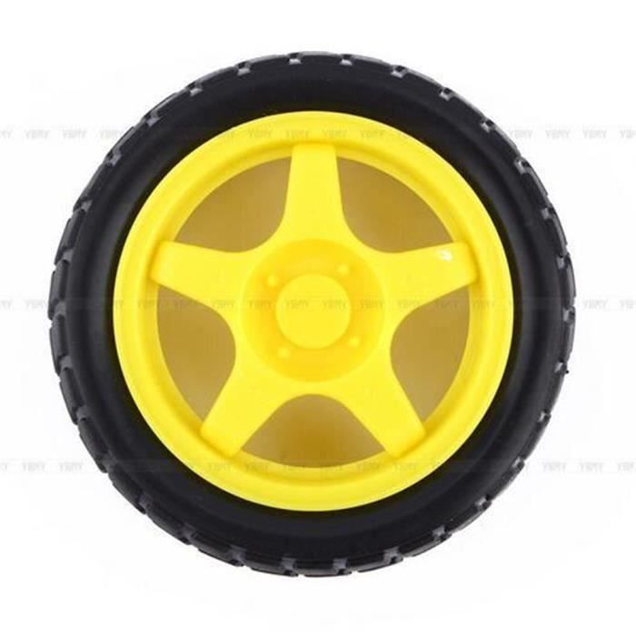 Roue En Caoutchouc Avec Axe D Pour Moteur N20 - Diamètre 34mm, Largeur 6.5mm, Pour Robots DIY Et Jouets Mécaniques