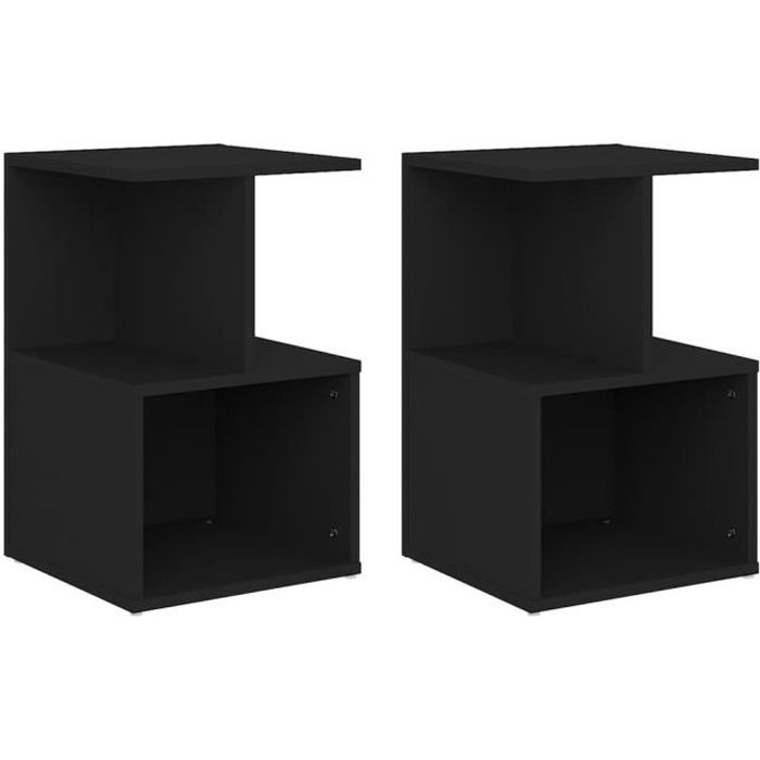 ®43476HOT Lot de 2 Tables de nuit Tables de chevet Noir 35x35x55 cm Aggloméré
