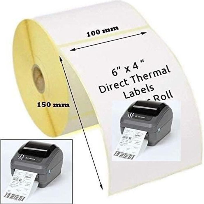 500 labels Étiquettes thermiques blanches (6 par 4) 100 mm x 150 mm  Compatible pour tour les imprimante - Cdiscount Beaux-Arts et Loisirs  créatifs