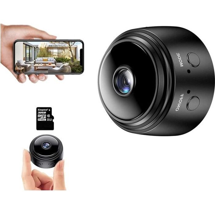 Mini Caméra De Surveillance WiFi 1080p - Vision Nocturne, Détection Mouvement, Grand Angle 150° - Pour Maison/bureau