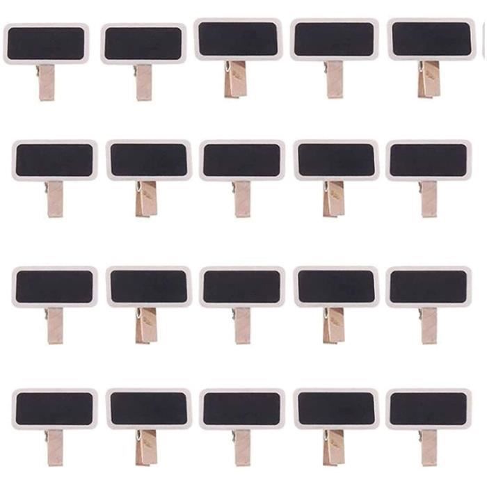 Lot 50 Mini Tableaux Noirs Bois Avec Clip - Ardoise Message 4x2cm - Étiquettes Prix, Place & Décoration Rétro