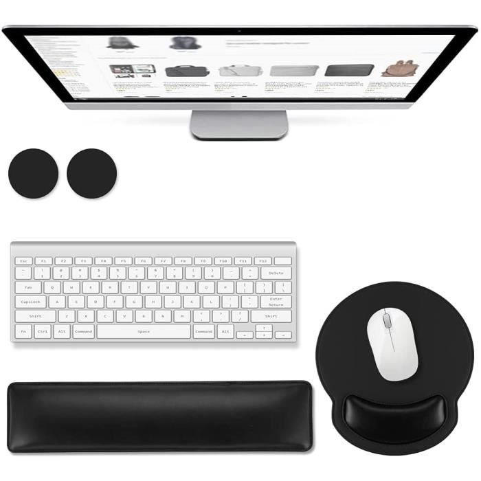 AtailorBird Tapis de Souris avec Repose-Poignet Pad en Cuir Artificiel PU Ergonomique Antidérapant Accesoires pour Bureau Ordinateur Portable Marron
