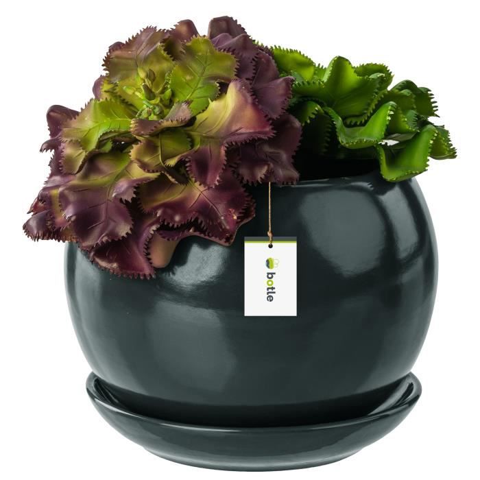 Pot De Fleur Blanc Avec Soucoupe Rond Dimensions 110 Mm X 100 Mm Surface Brillant Ceramique Glamour Moderne