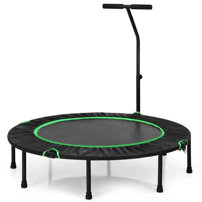 COSTWAY Trampoline de Fitness Pliable Φ120CM Poignée Forme T Hauteur Ajustable Patins