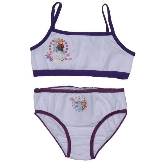 REINE DES NEIGES Lot de sous v tements T shirt et Culotte Blanc