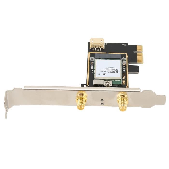Carte WiFi 6E PCIe Triple Band 4200 Mbps + Bluetooth 5.2 - Pour PC De Bureau (Windows 10/11, Linux) - Antennes 8dBi Incluses