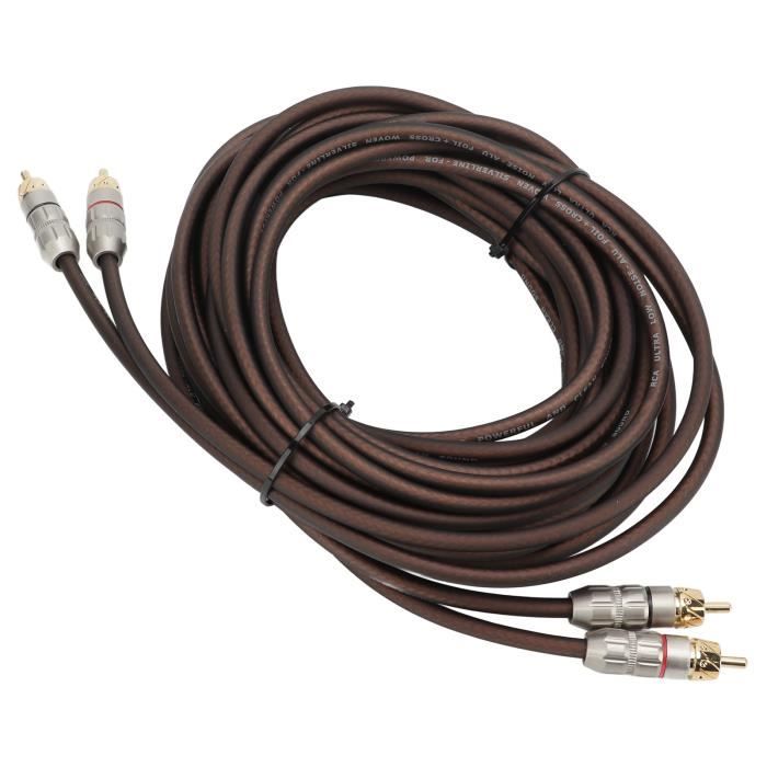 Câble Audio RCA Double 5 Mètres Pour Voiture - Connexion Caisson De Basses, Stéréo, Qualité Cuivre, Bleu