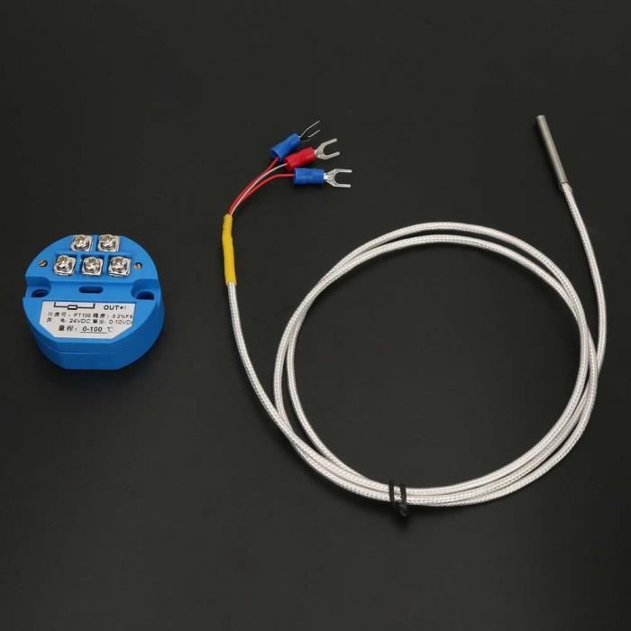 Transmetteur De Température PT100 - Plage -50°C à 100°C - Sortie 0-10V - Alimentation 24VDC - 3