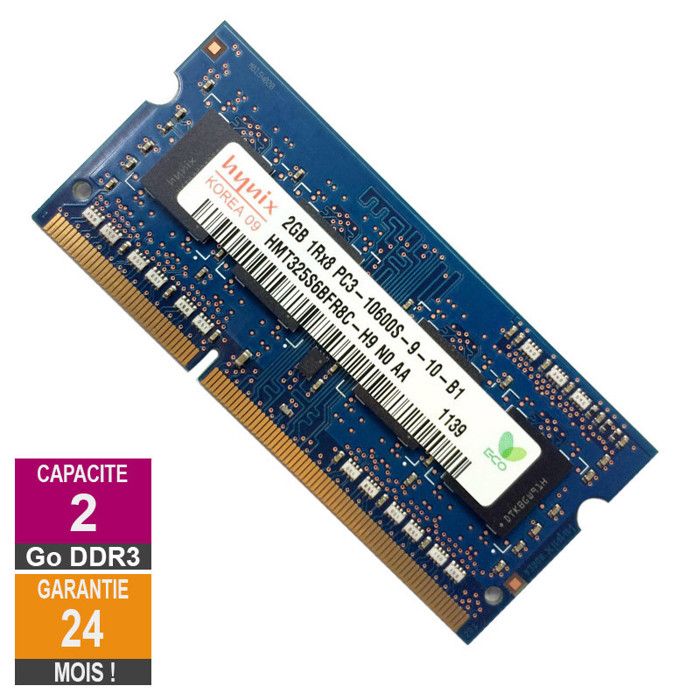Barrette Mémoire 2Go RAM DDR3 Hynix HMT325S6BFR8CH9 SODIMM PC310600