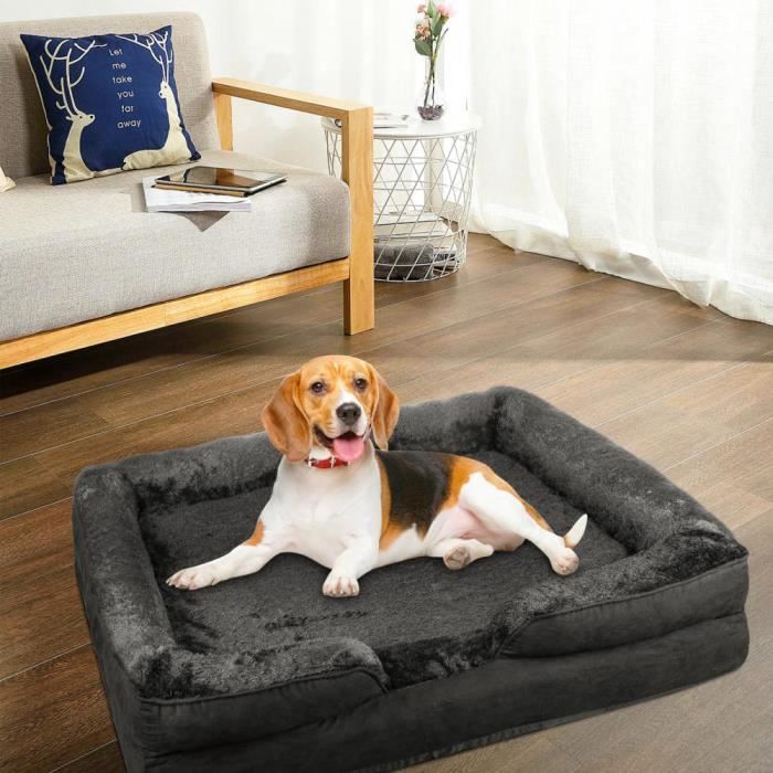 Comparer les prix de Panier pour Chien - JEOBEST - Lit grand rectangle - Noir - 106*80*20cm