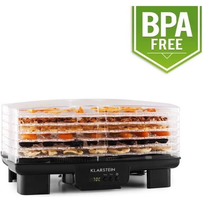 Klarstein Bananarama - Déshydrateur alimentaire de 550W à 6 étages pour fruits, légumes, viandes