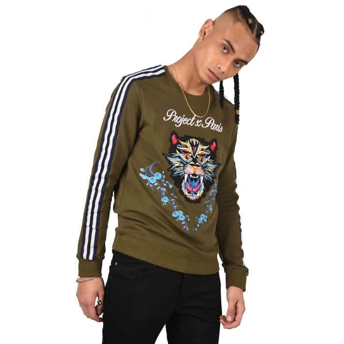 Sweat Patch panth/ère et Floral Bandes Bicolores Homme Project X Paris