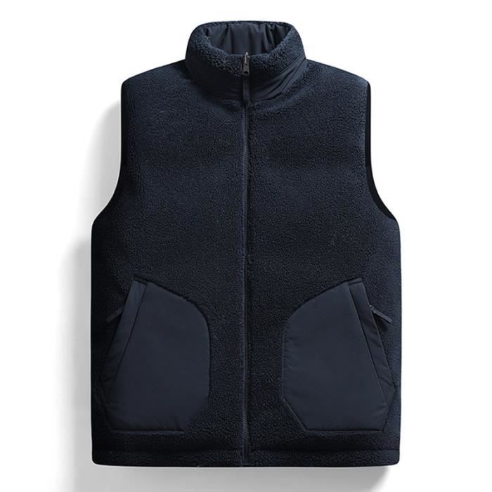 Doudoune Homme Sans Manche Reversible Col Montant Grande Taille Hiver Doublee Polaire Couleur Unie Blue Cdiscount Pret a Porter