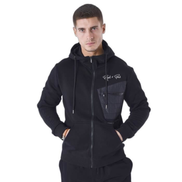 Leif Nelson LN8332 Veste De Survêtement à Capuche Homme - Sweat Urbain Confortable Noir Bleu Foncé XL