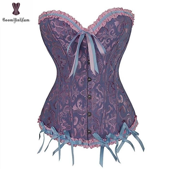 Corset A Lacets Elastique Desosse Sexy Femmes Sur Buste Corselet Floral Bustier Grande Taille Tenue Corsets Taille Type Purple Blanc Cdiscount Pret A Porter