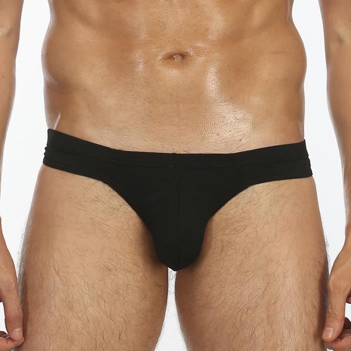 Slip taille basse pour homme Culotte pour garcon Grand sac Sexy String pour homme Noir Cdiscount Pret a Porter
