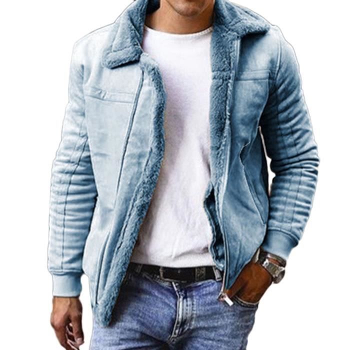 Blouson Aviateur Homme Hiver – Grande Taille, Capuche, Doublure Velours, Fermeture Zippée, Coupe Ample