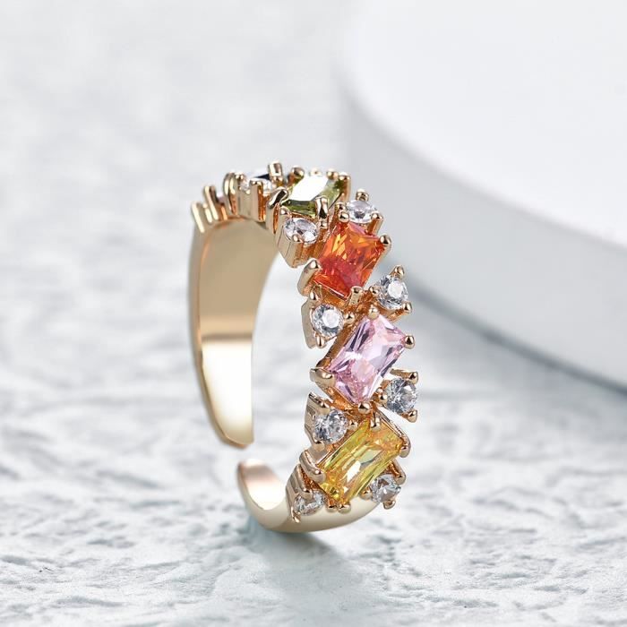 Bague Plaqu Or Jaune Bague color e Bague CZ pour Femme Bijoux
