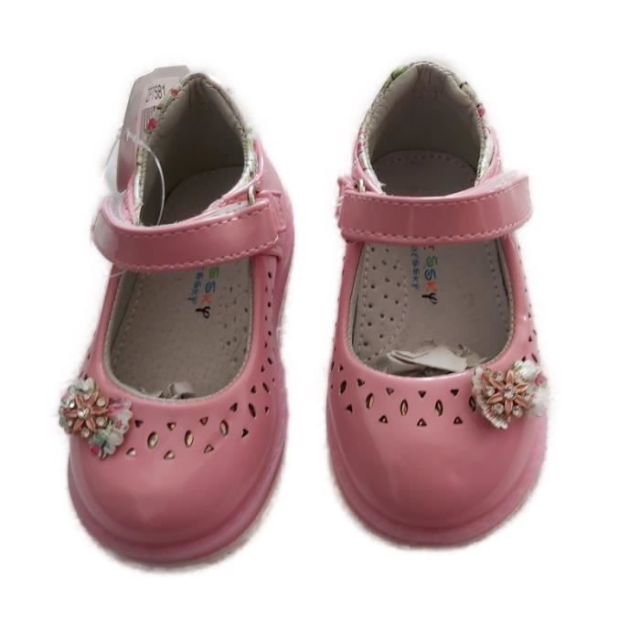 Chaussures Babies Cuir Rose Verni Fille - Fleur - du 21 au 26