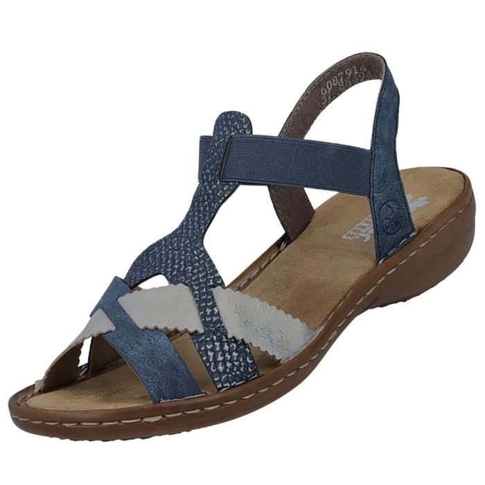 Sandales compensées RIEKER Femme 60355 blanc cassé | Chaussures