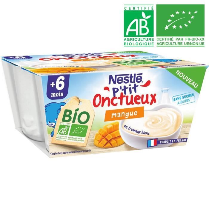 Nestle P Tit Onctueux Dessert Bebe Bio Des 6 Mois Saveur Mangue 4 Pots X 90 G Achat Vente Compote Dessert Fruite Nestle P Tit Onctueux Dessert Bebe Bio Des 6
