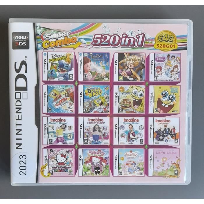 520 Jeux en 1 NDS Jeu Lot Carte Super Combo Cartouche pour DS 2DS New 3DS XL modele 2023