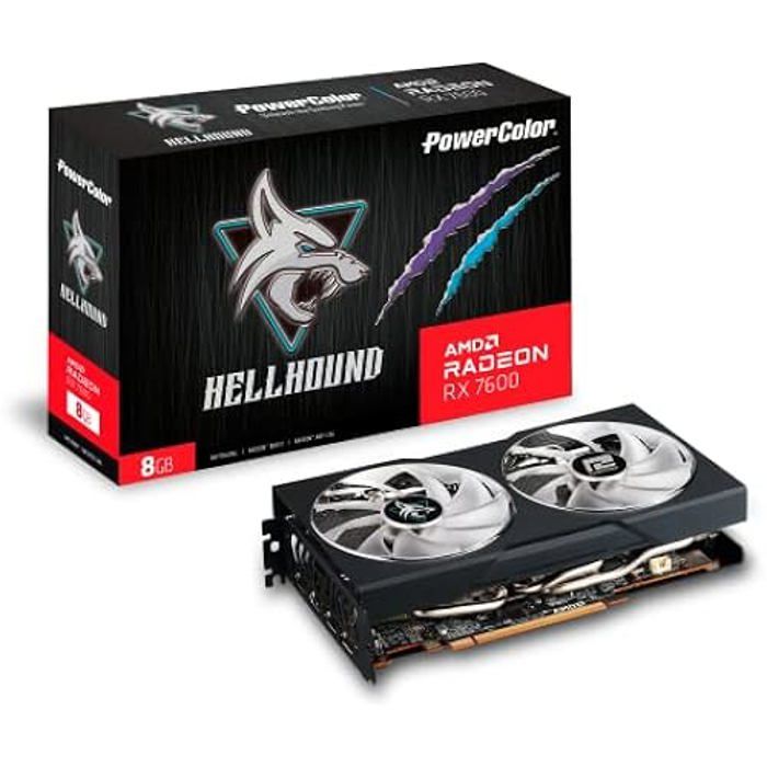 Carte graphique – Powercolor – Radeon RX 7600 Hellhound OC – 8 Go GDDR6 – PCI Express 4.0 – Raytracing
