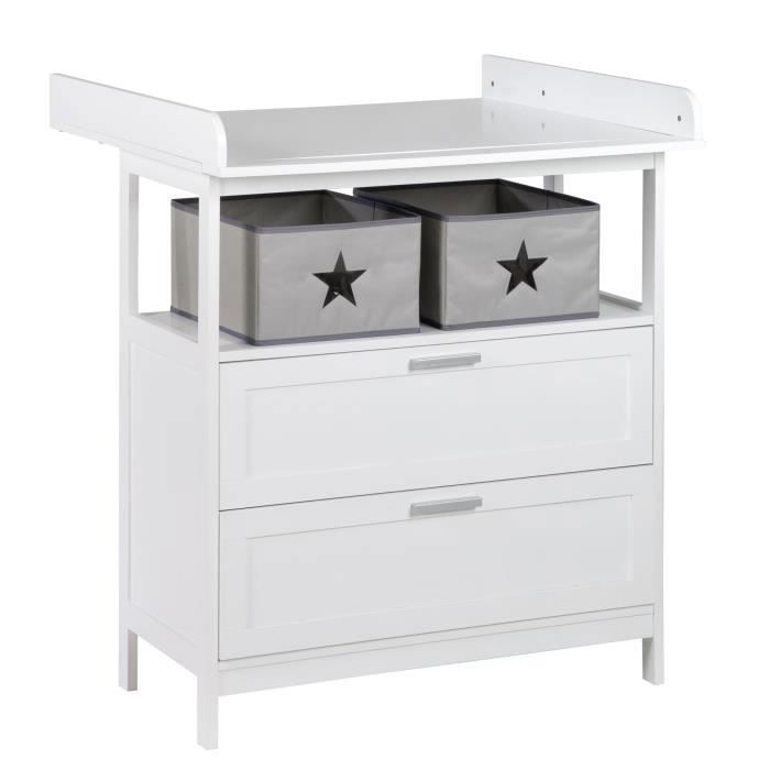 Commode+à+langer+-+ROBA+-+HAMBURG+-+2+tiroirs+++2+boites+de+rangement+-+Blanc
