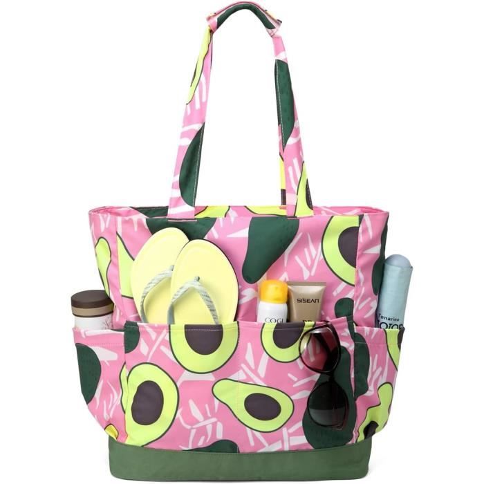Sac De Plage Toile XXL Hixingo - Grand Cabas Pliable Pour Piscine, Voyage, Shopping - Homme/Femme