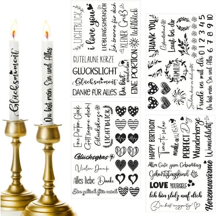 4 Feuilles De Tatouages De Bougies, Autocollants De Bougies, Feuilles De Tatouage De Bougies 4 Feuilles De Tatouages De Bougies, Autocollants De Bougies, Feuilles De Tatouage De Bougies