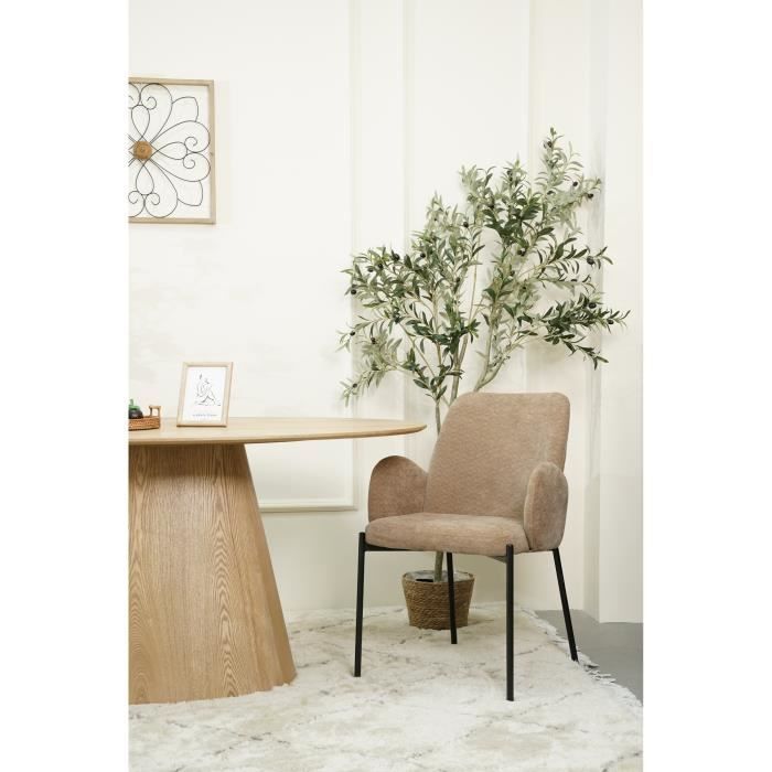 chaise tapissée - micates - avec accoudoirs beige foncé