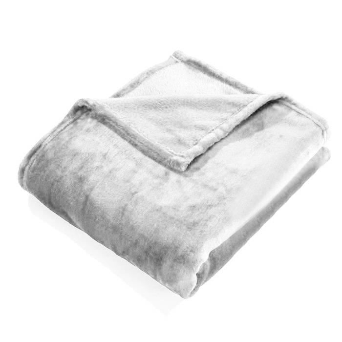 multiware couverture velours couvre lit fausse fourrure gris argente cdiscount maison