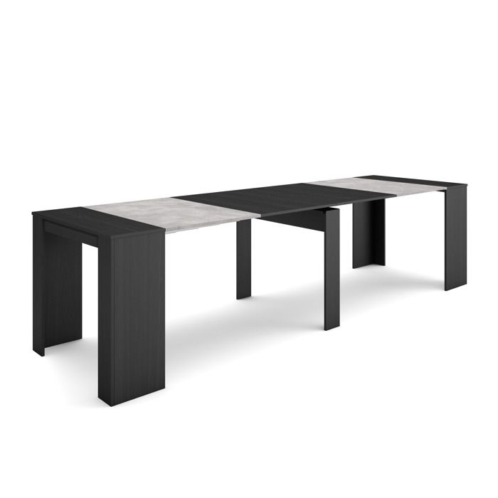 Table console extensible Console meuble 300 Pour 14 personnes 302x90x77cm Ciment RF2656