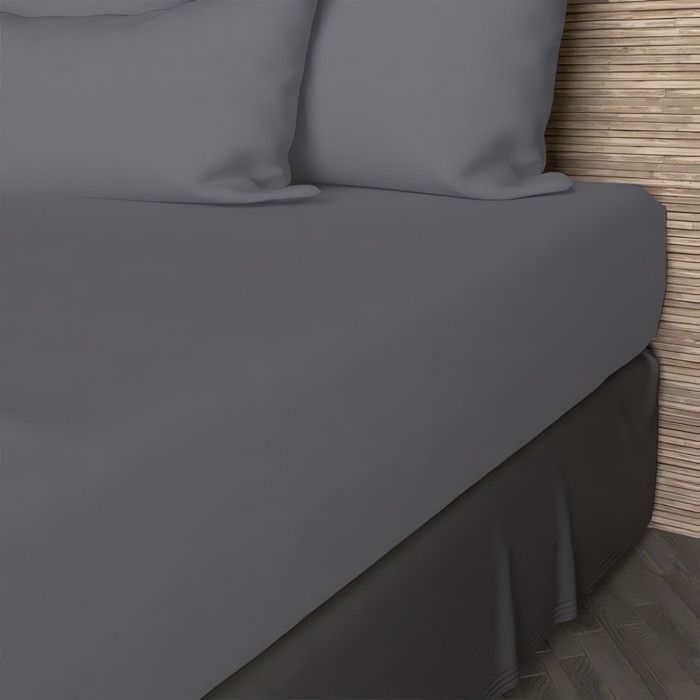 Drap housse en coton 57 fils 140x190 cm UNI gris par Soleil docre Drap housse en coton 57 fils 140x190 cm UNI gris par Soleil docre