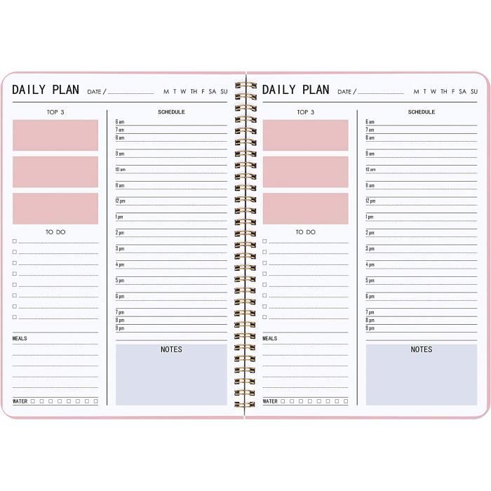 KAICN Agenda journalier – Planificateur horaire non daté avec liste de  taches, repas, notes 25,4 x 7,7 cm, couverture rigide en 187 - Cdiscount  Beaux-Arts et Loisirs créatifs