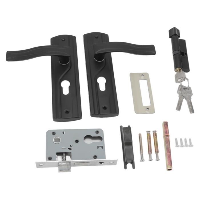 Tbest Serrure de poignée de porte avec clés Serrure de poignée de porte en acier au manganèse roulement silencieux ensemble de