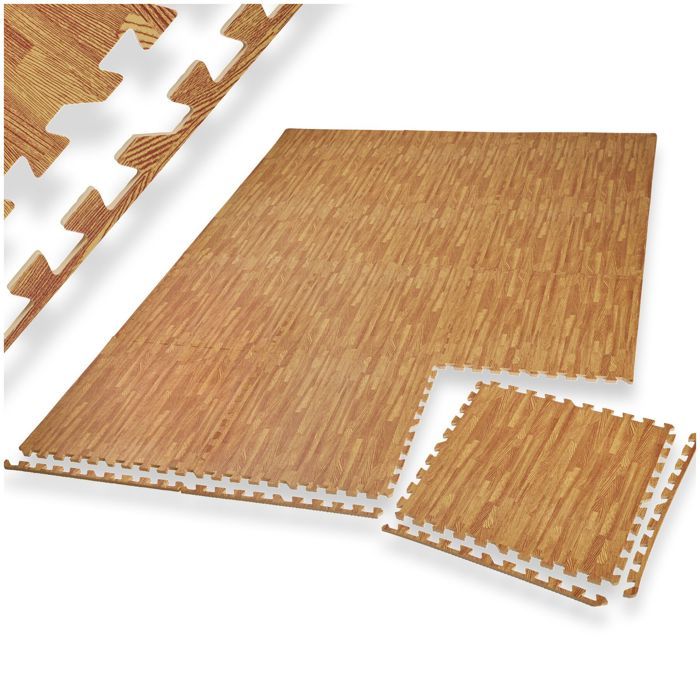 Dalles - TECTAKE - Ensemble de 24 dalles carrées avec système de connexion extensible en mousse 61 x 61 cm par pièce - Bois