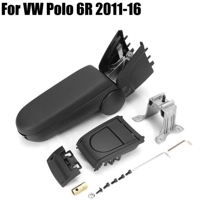 MARCHFA Boîte de rangement pour accoudoir pour Polo 2010 2011 2012 2013 2014 2015 2016 2017 avec 7 ports de charge USB coutures rouges