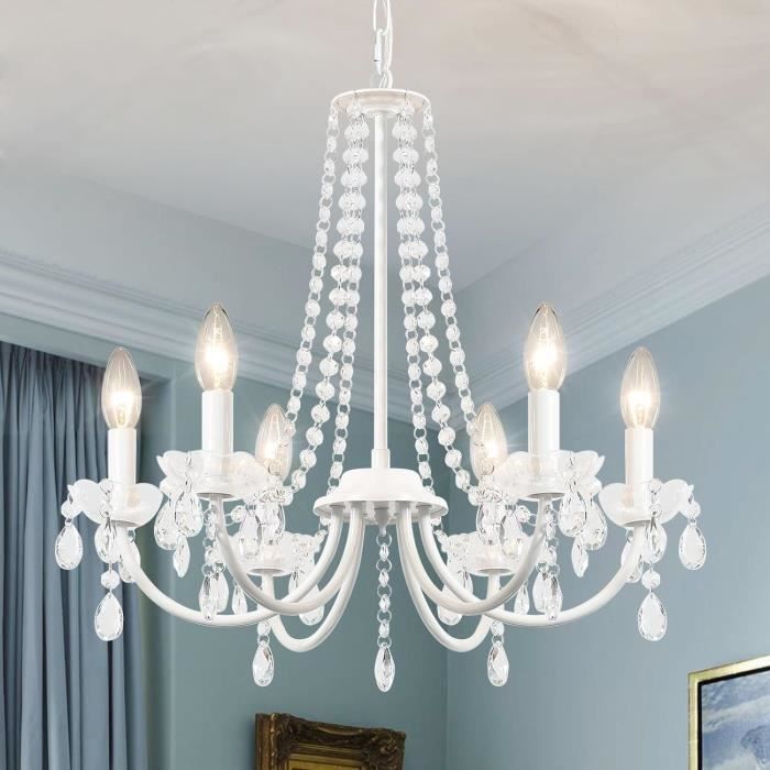Lustre Salon Cristal, 6 Lumières Classique Moderne Bougie Suspensions D ...