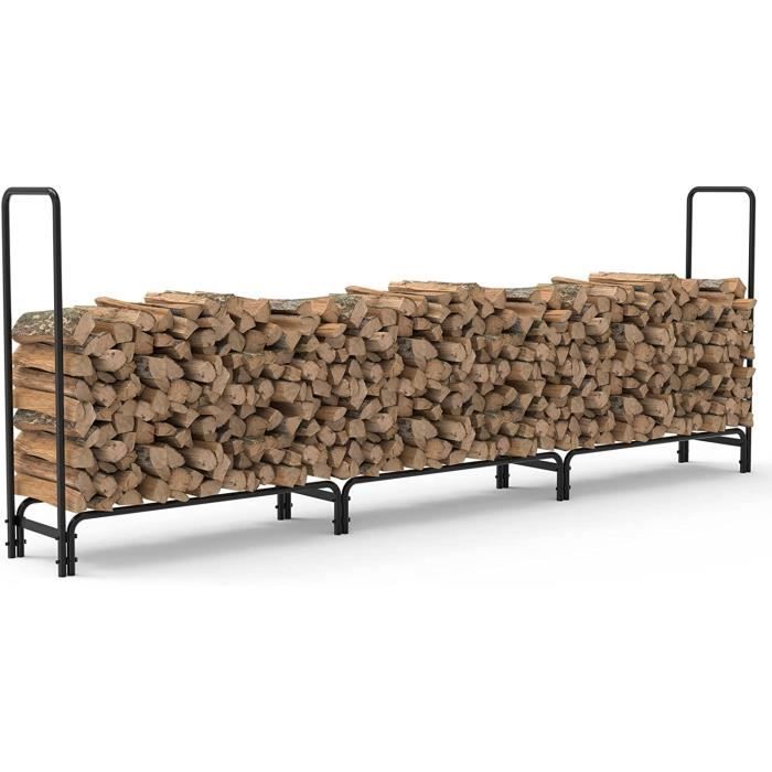 Range bûches en métal UNHO - Grande taille 12FT - Pour bois de cheminée extérieur - 344,9x35x117cm