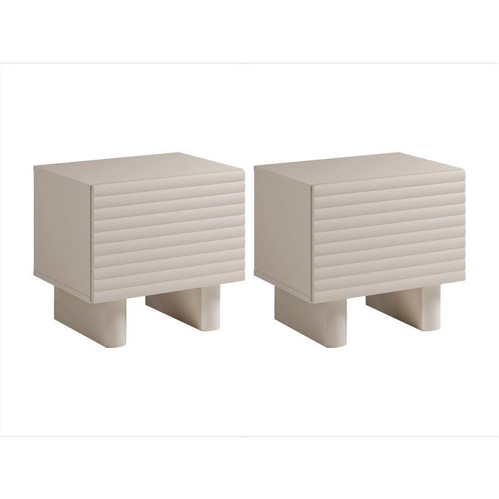 Lot de 2 tables de chevet 1 porte - MDF - Beige - LUDIMA